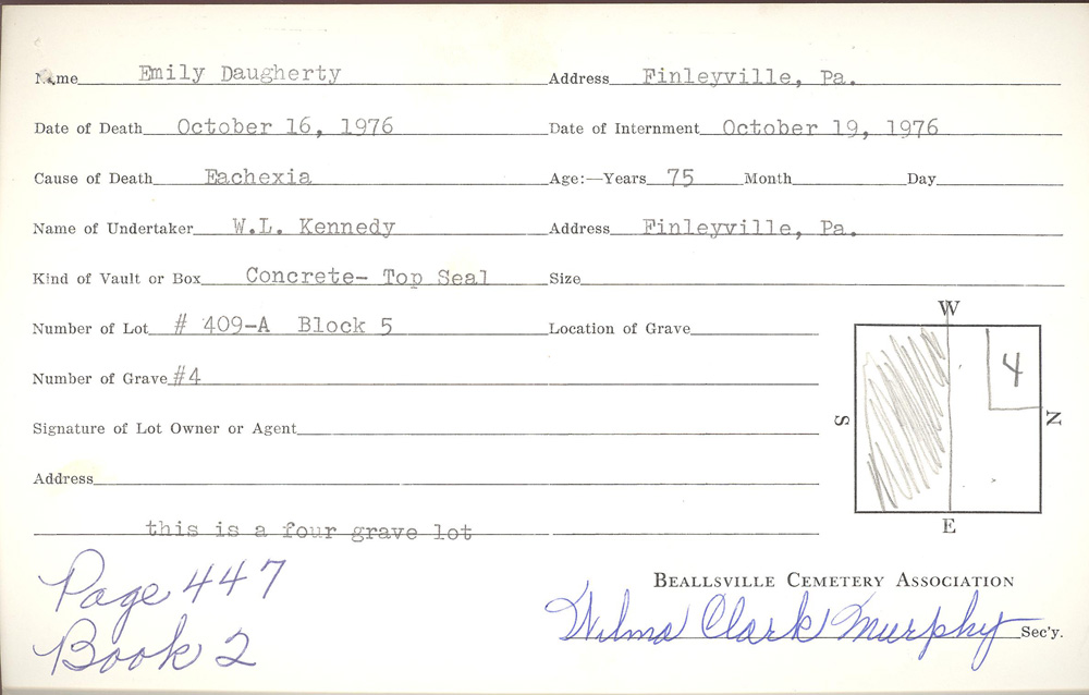 burial card